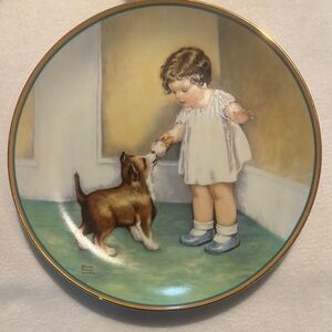 Decorative Plate with Child and Dog